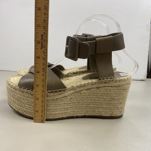 Marc Fisher Sandals 9 Platform Espadrille Brown Leather Ankle Strap Boho Randall - Picture 4 of 12